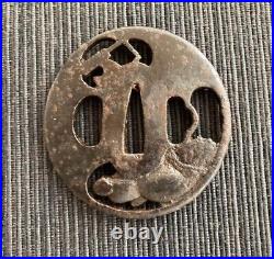 Japanese Antique Openwork FarmingDesign Tsuba SamuraiSword KatanaGuard fromJapan