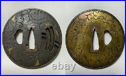 Japanese Antique Samurai TSUBA Katana Sword Hilt (b489)