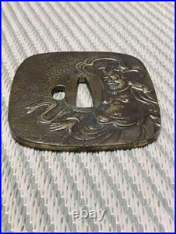 Japanese Antique Tsuba of Katana Samurai Sword Guard Iron Rare Design410-C7