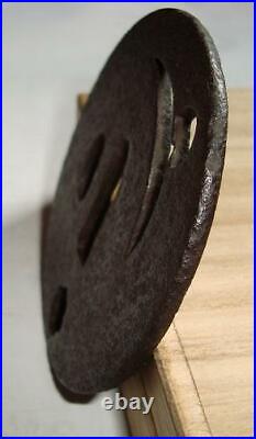 Japanese Antique Tsuba of Katana Samurai Sword Guard Iron Rare Design 45-B68