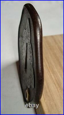 Japanese Antique Tsuba of Katana Samurai Sword Guard Iron Rare Design 45-B69