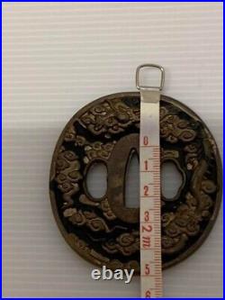 Japanese Antique Tsuba of Katana Samurai Sword Guard Iron Rare Design 58-D50