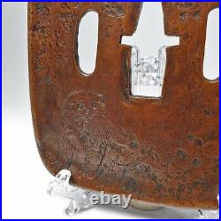 Japanese Antique Tsuba of Katana Samurai Sword Guard Iron Rare Design 58-E26