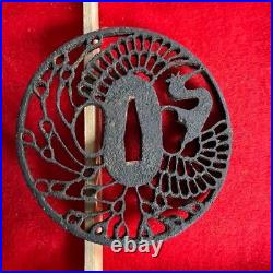 Japanese Antique Tsuba of Katana Samurai Sword Guard Iron Rare Design 64-E31