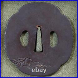 Japanese Antique Tsuba of Katana Samurai Sword Guard Iron Rare Design 66-D38