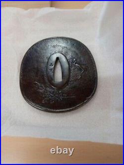 Japanese Antique Tsuba of Katana Samurai Sword Guard Iron Rare Design 68-E1