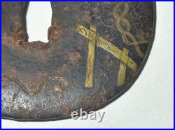 Japanese Antique Tsuba of Katana Samurai Sword Guard Iron Rare Design 69-A15