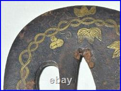 Japanese Antique Tsuba of Katana Samurai Sword Guard Iron Rare Design 69-A15
