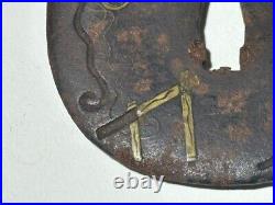 Japanese Antique Tsuba of Katana Samurai Sword Guard Iron Rare Design 69-A15