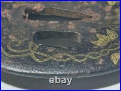 Japanese Antique Tsuba of Katana Samurai Sword Guard Iron Rare Design 69-A15