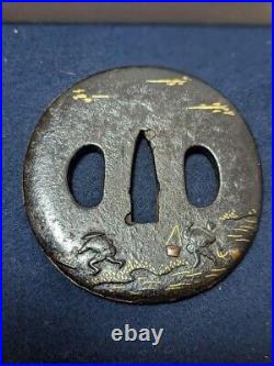 Japanese Antique Tsuba of Katana Samurai Sword Guard Iron Rare Design 71-A52