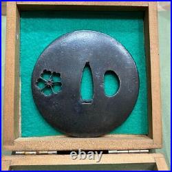 Japanese Antique Tsuba of Katana Samurai Sword Guard Iron Rare Design 71-D80