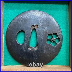 Japanese Antique Tsuba of Katana Samurai Sword Guard Iron Rare Design 71-D80