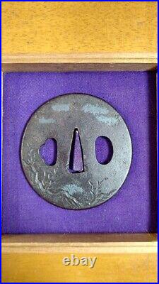 Japanese Antique Tsuba of Katana Samurai Sword Guard Iron Rare Design 71-E73