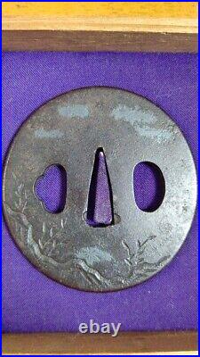 Japanese Antique Tsuba of Katana Samurai Sword Guard Iron Rare Design 71-E73
