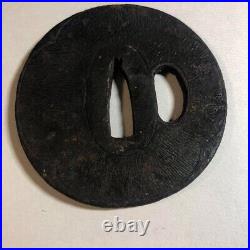 Japanese Antique Tsuba of Katana Samurai Sword Guard Iron Rare Design 71-F13