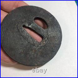 Japanese Antique Tsuba of Katana Samurai Sword Guard Iron Rare Design 71-F13