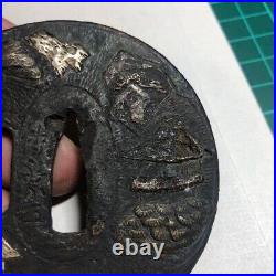 Japanese Antique Tsuba of Katana Samurai Sword Guard Iron Rare Design 71-F13