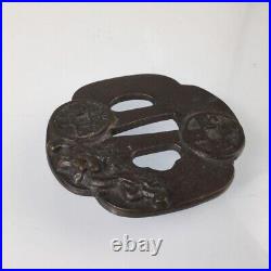 Japanese Antique Very Rare Old Coin motif Tsuba Sword katana Guard from Japan Japanese Antique Very Rare Old Coin motif Tsuba Sword katana Guard from Japan