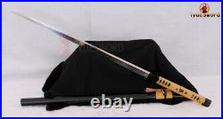 Japanese Ninjato 9260 Spring Steel KIRIHA-ZUKURI Blade Iron Tsuba Sharp Sword