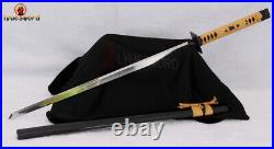 Japanese Ninjato 9260 Spring Steel KIRIHA-ZUKURI Blade Iron Tsuba Sharp Sword