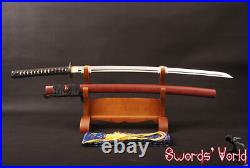 Japanese Samurai Katana Sword Iron Tsuba Clay Tempered High Carbon Steel Sharp
