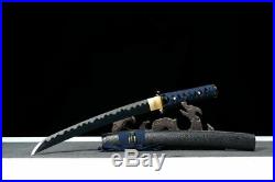 Japanese Samurai Sword Tanto High 1095 Carbon Steel Blue Full Tang Iron Tsuba