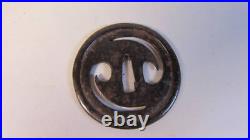 Japanese Samurai Sword Tsuba Tomoe Openwork With Box Wrought Iron Antique Used