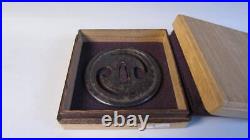 Japanese Samurai Sword Tsuba Tomoe Openwork With Box Wrought Iron Antique Used