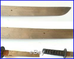 Japanese Samurai Sword Wakizashi Antique Edo Era Iron Tsuba Wooden Saya Katana