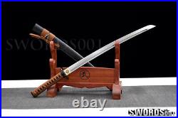 Japanese Samurai Wakizashi Sword spring steel blade iron Musashi tsuba brown ito