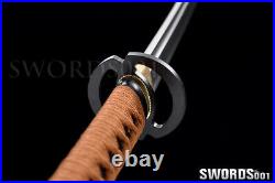 Japanese Samurai Wakizashi Sword spring steel blade iron Musashi tsuba brown ito