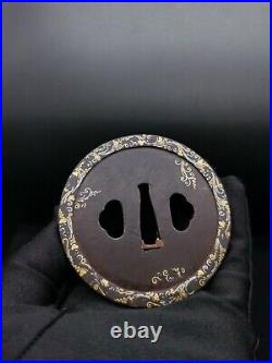 Japanese Sowrd Floral pattern Tsuba for Katana, Edo period antique, A064