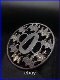 Japanese Sword 5-3 Kirimon Tsuba for Katana, Edo period antique, A100