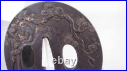 Japanese Sword Katana Tsuba Iron Base Tsuba Black/Gold Japan Antique withBox Japanese Sword Katana Tsuba Iron Base Tsuba Black/Gold Japan Antique withBox