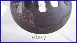 Japanese Sword Katana Tsuba Iron Base Tsuba Black/Gold Japan Antique withBox Japanese Sword Katana Tsuba Iron Base Tsuba Black/Gold Japan Antique withBox