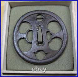 Japanese Sword Tsuba Excellent Product 857 Iron Heian Castle Good Tone Ear Inlay