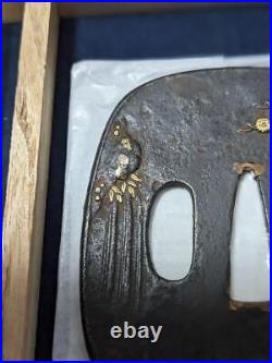 Japanese Sword Tsuba Iron Base Grandfather And Grandson