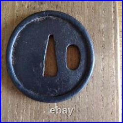 Japanese Sword Tsuba Iron Base Round Size 6.0