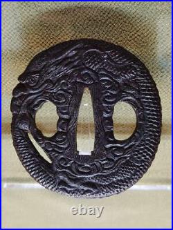 Japanese Sword Tsuba Iron Nanban Dragon