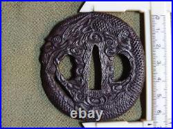 Japanese Sword Tsuba Iron Nanban Dragon