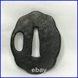 Japanese Sword Tsuba Sword Art Japanese Tanto Iron Base Middle Muromachi Period