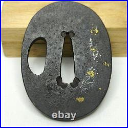 Japanese Sword Tsuba Tanto Inlaid Iron Edo Antique Collector Release Decorat