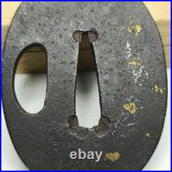 Japanese Sword Tsuba Tanto Inlaid Iron Edo Antique Collector Release Decorat