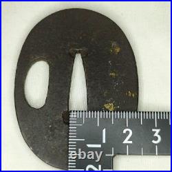 Japanese Sword Tsuba Tanto Inlaid Iron Edo Antique Collector Release Decorat