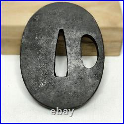 Japanese Sword Tsuba Tanto Inlaid Iron Edo Antique Collector Release Decorat