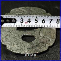 Japanese Sword Tsuba Unryu Pattern Hammered Inlay Iron Base Late Muromachi C