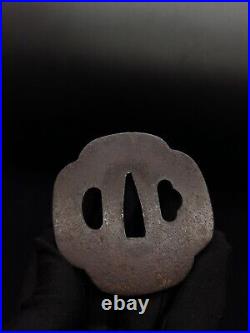 Japanese Sword Two iron plain Tsuba for Wakziashi, Edo period antique, A099