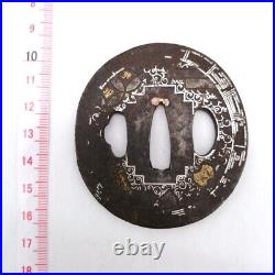 Japanese TSUBA Antique SAMURAI Sword Parts Guard Real NINJA KATANA TBA129