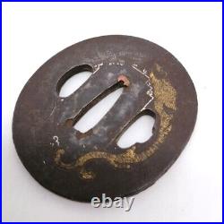 Japanese TSUBA Antique SAMURAI Sword Parts Guard Real NINJA KATANA TBA129